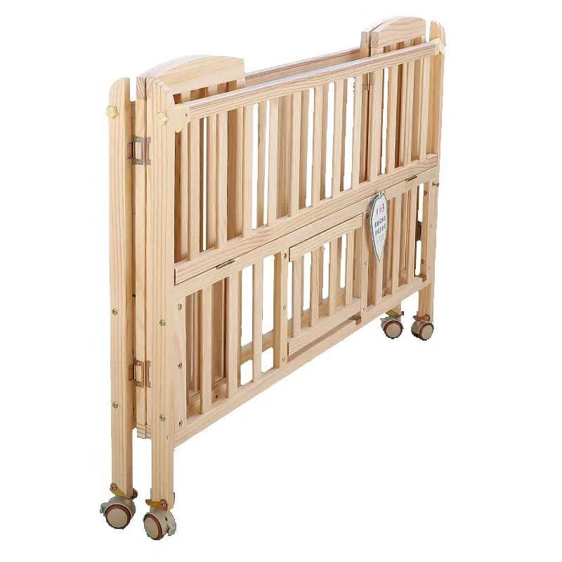婴儿床实木无漆宝宝bb摇篮床可折叠多功能变书桌移动便携拼接大床
