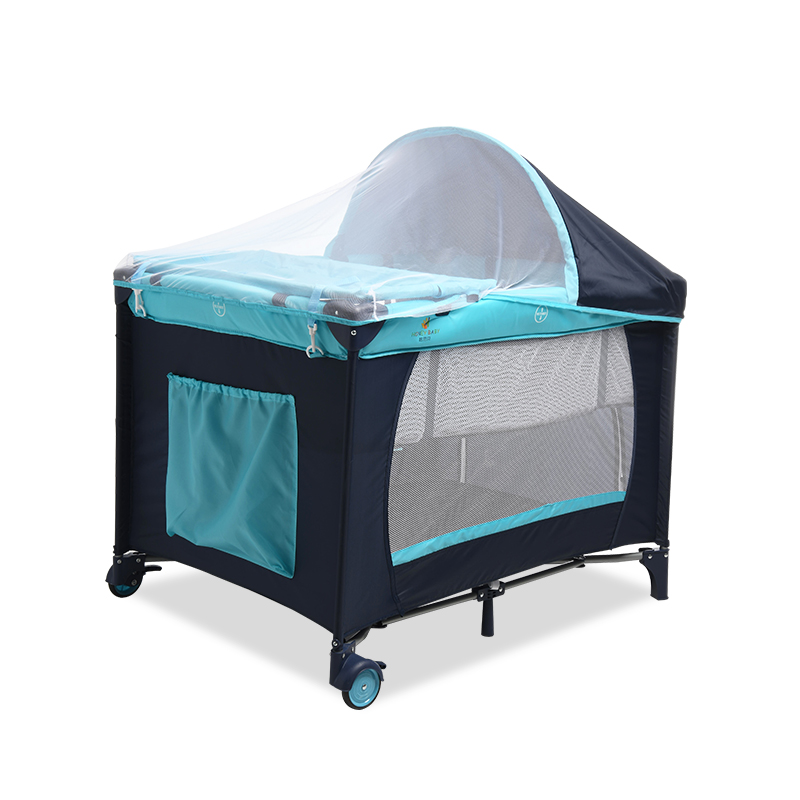 便携式双胞胎婴儿床带蚊帐可折叠移动宝宝床新生儿bb多功能游戏床