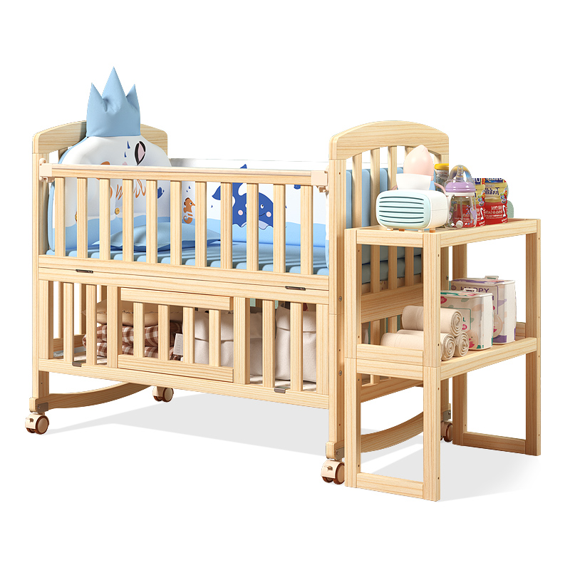 爱里奇婴儿床实木原木新生儿bb床多功能可移动可变儿童床拼接大床